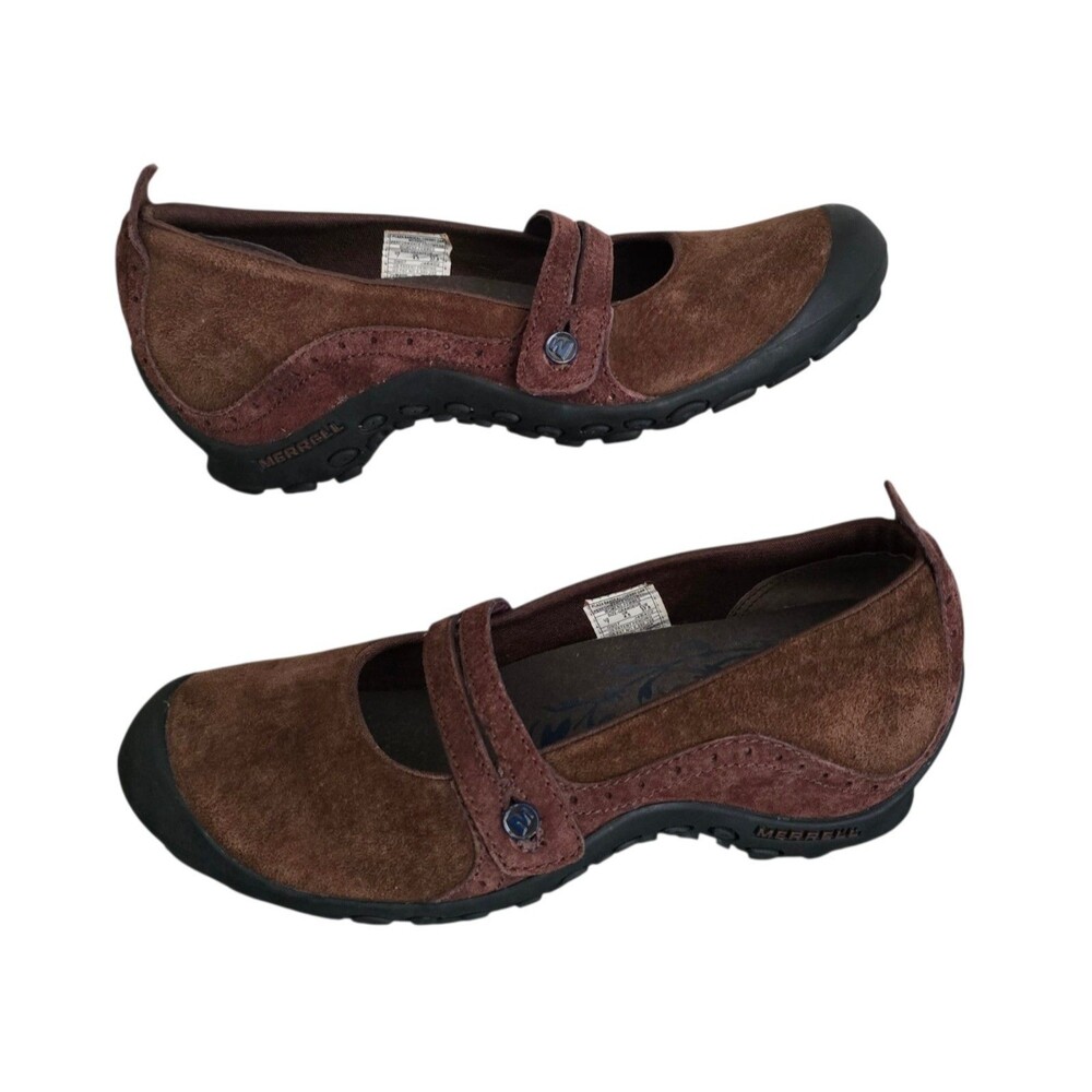 Merrell Plaza Bandeau Mary Jane Shoes Womens Size 7 Brown Suede Casual Comfort